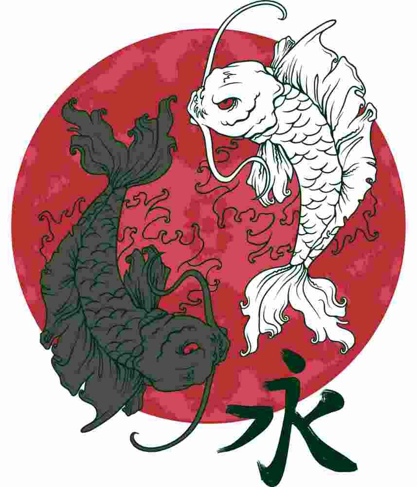 Free Download Yin Yang Koi Fish Asian Art T-shirt Design