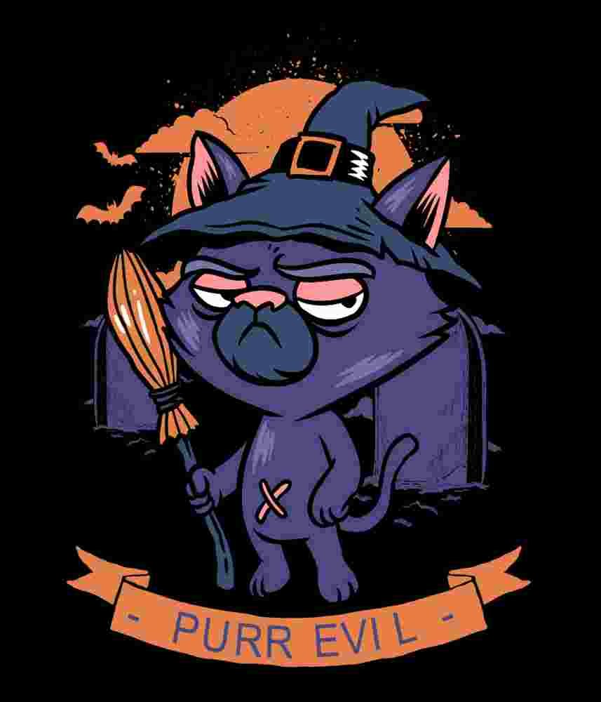 Free download Purr Evil Witch Cat Funny Halloween T-shier Design