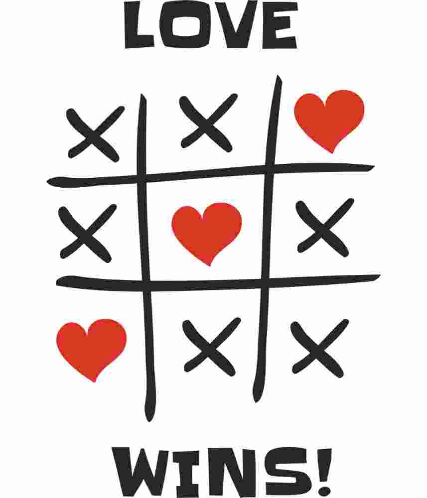 Free Download Love Wins, Funny Valentine's Day T-shirt Design, tic tac toe funny t-shirt design