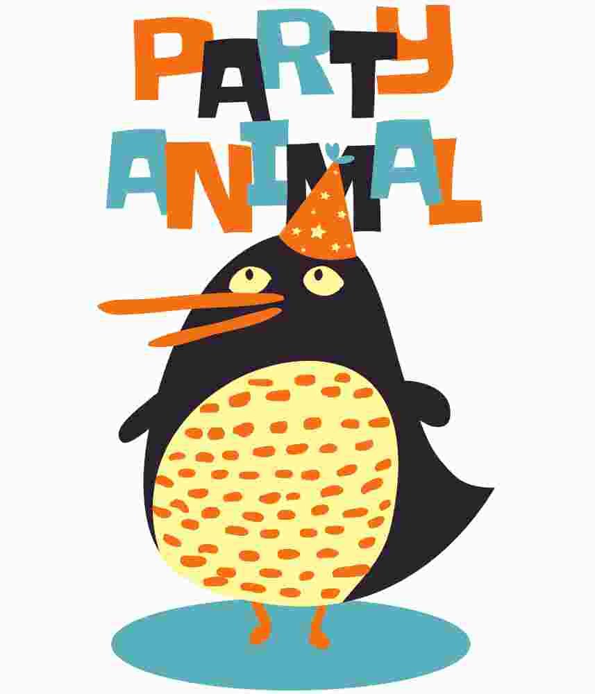 Free Download Party Animal Penguin, funny t-shirt design