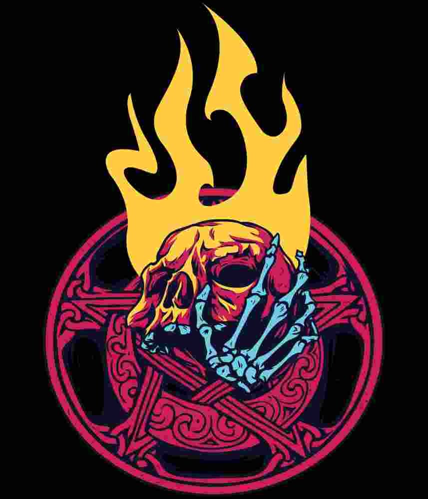 Free Download Flaming Skull T-shirt Design