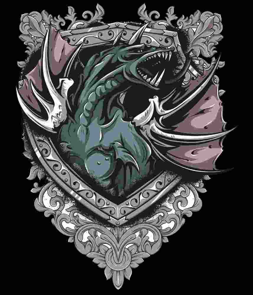 Free Download Dragon Shield T-shirt Design