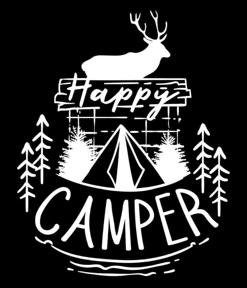 Free Download Happy Camper Camping Quote T-shirt, Deer, camping tent