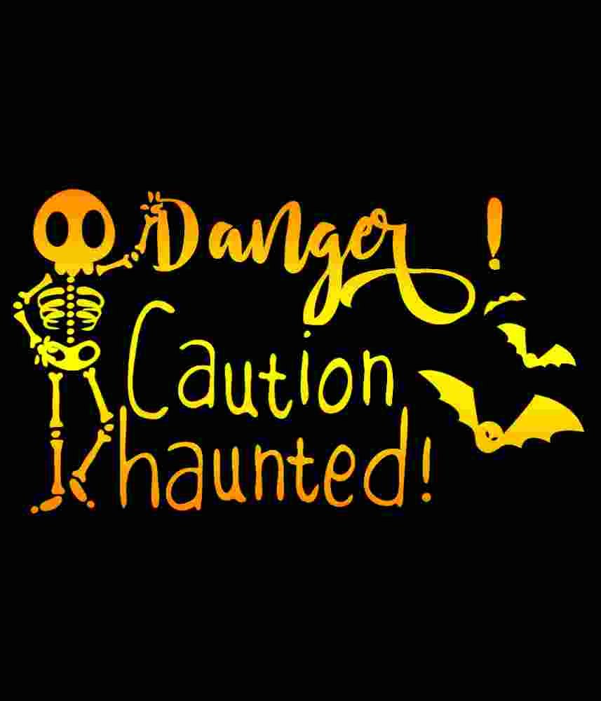 Free Download Caution Haunted! Halloween T-shirt Design