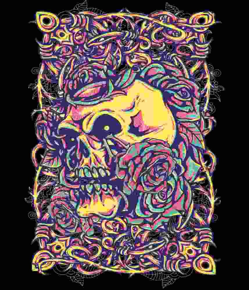Free Download Rose Entangled Skull, Urban Art Skull, Graffiti Art