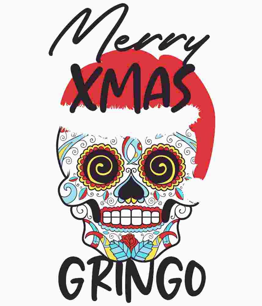 Free Download Merry Xmas Gringo, Mexican Skull, Calavera