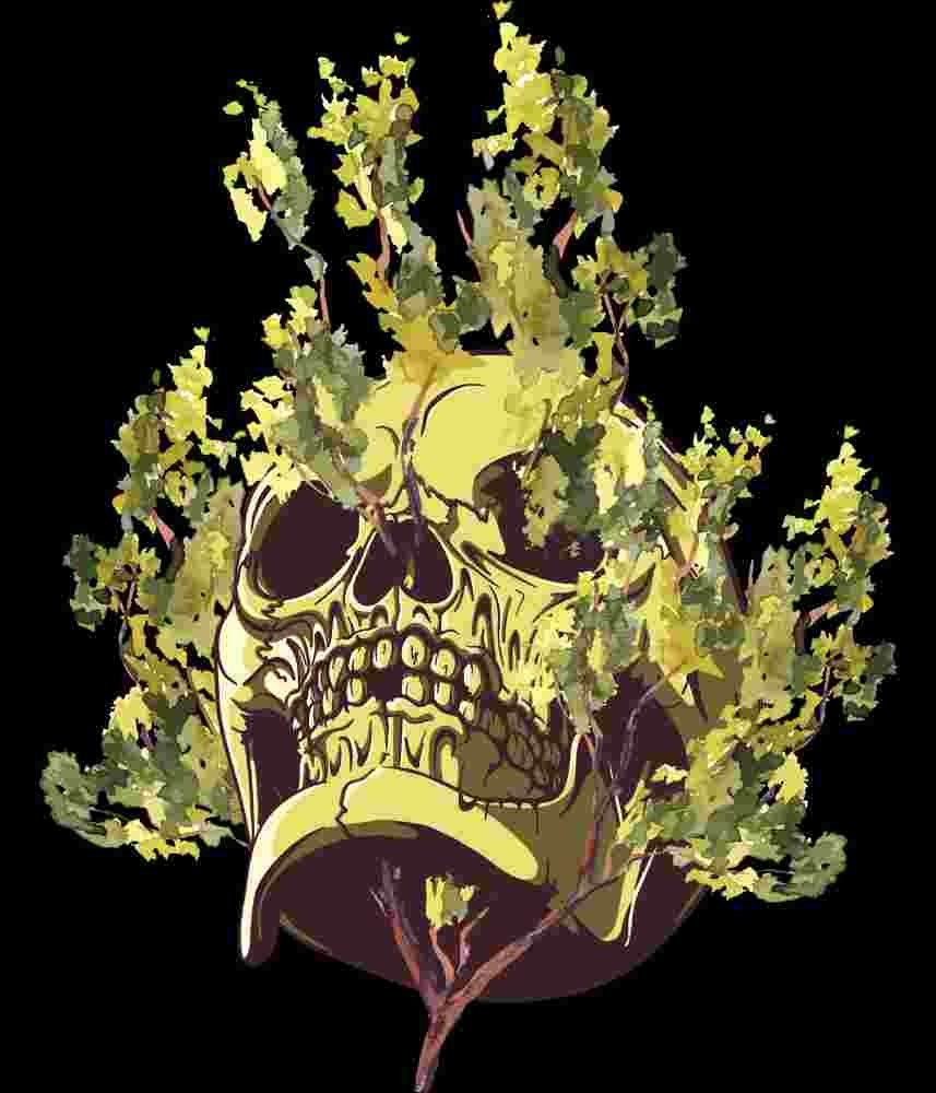 Free Download Dead Nature Skull With Branches T-shirt Design
