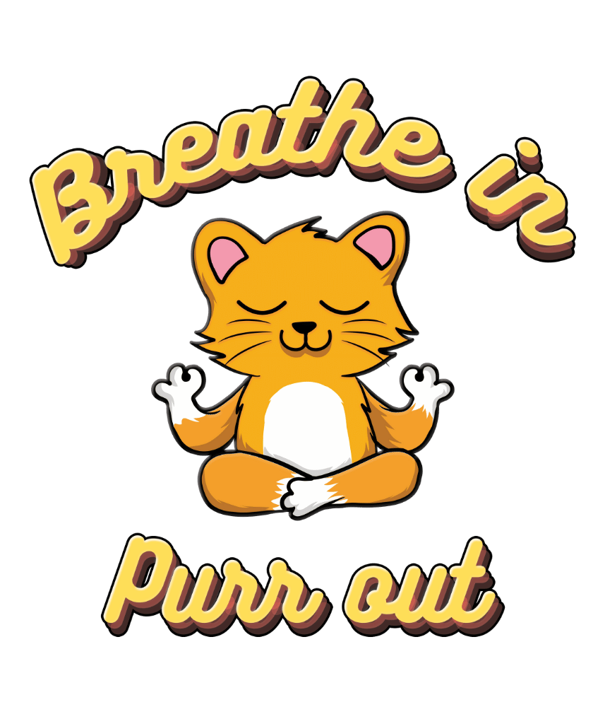 Free downloads Breathe purr out funny cat quote sticker yoga cat, yoga quote