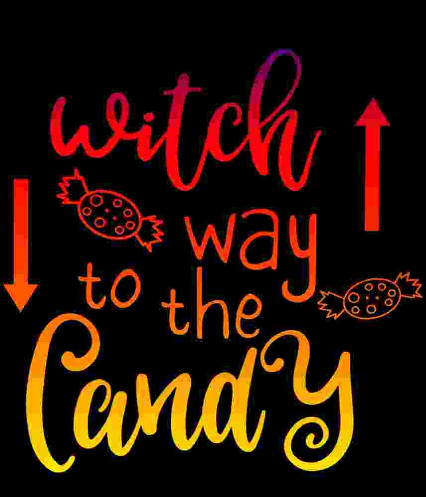 Free Download Witch Way To The Candy Funny Halloween T-shirt Quote