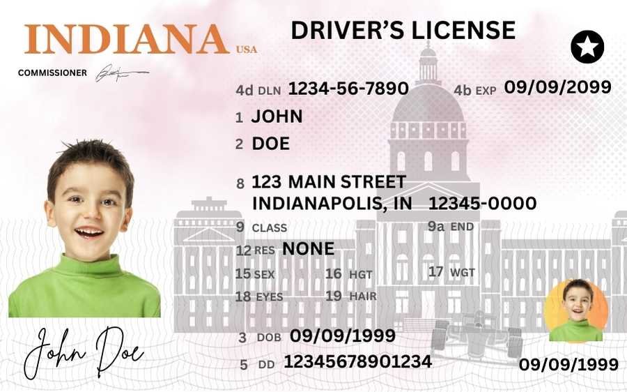 Indiana Driver License Fully Editable Digital Printable Template Funny License Replica