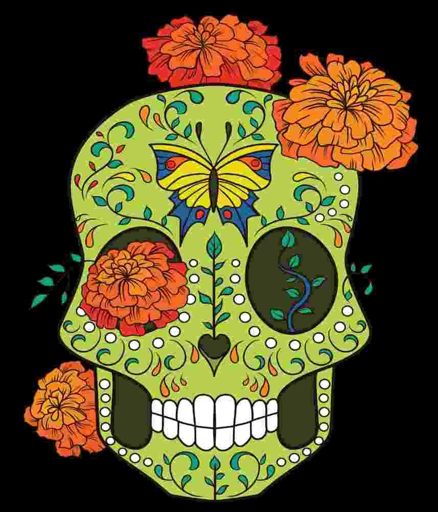 Free Download Skull Candy Calavera With Flowers And Butterfly