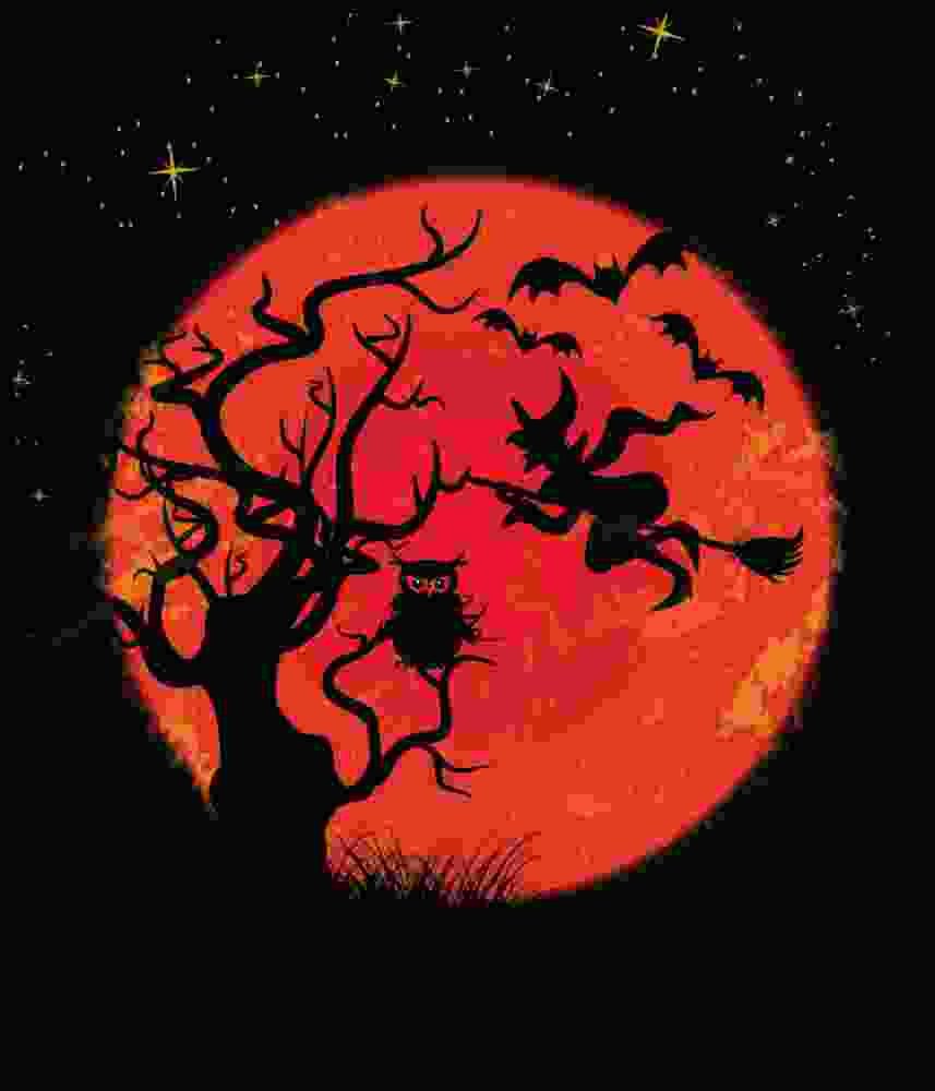 Free Download Big Reed Moon Halloween Tshirt Design