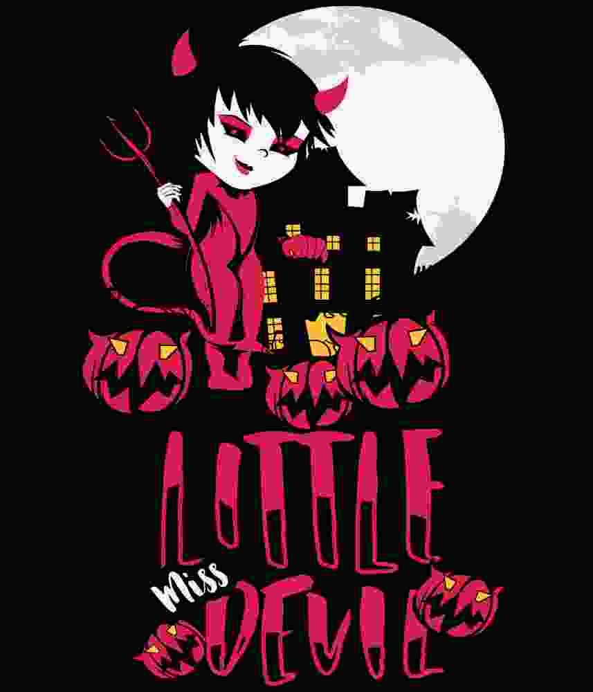 Free Download Little Miss Devil Funny Halloween T-shirt Design