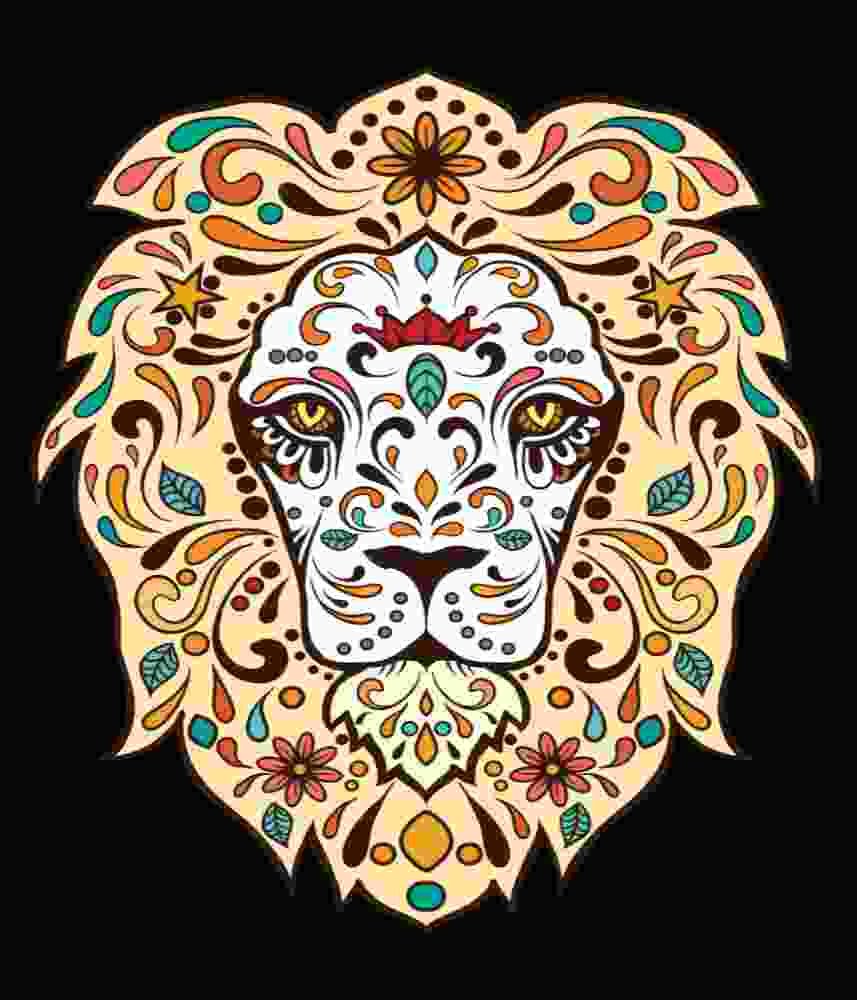 Free Download Calaveras Sugar Skull Lion Decorated