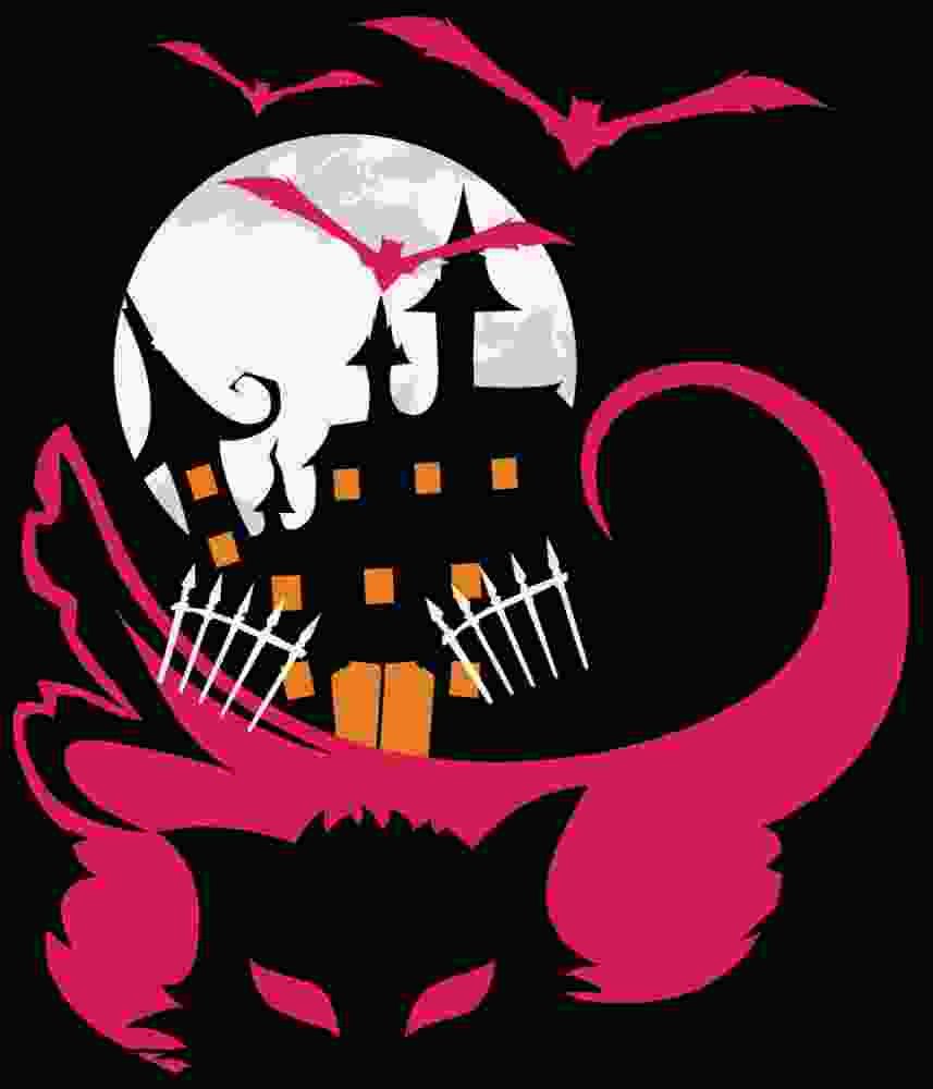 Free Download Spooky Castle Halloween Moon Design