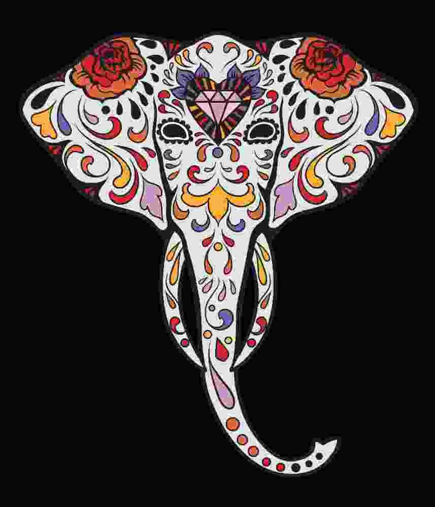 Free Download Decorated Sugar Skull Calaveras Elephant