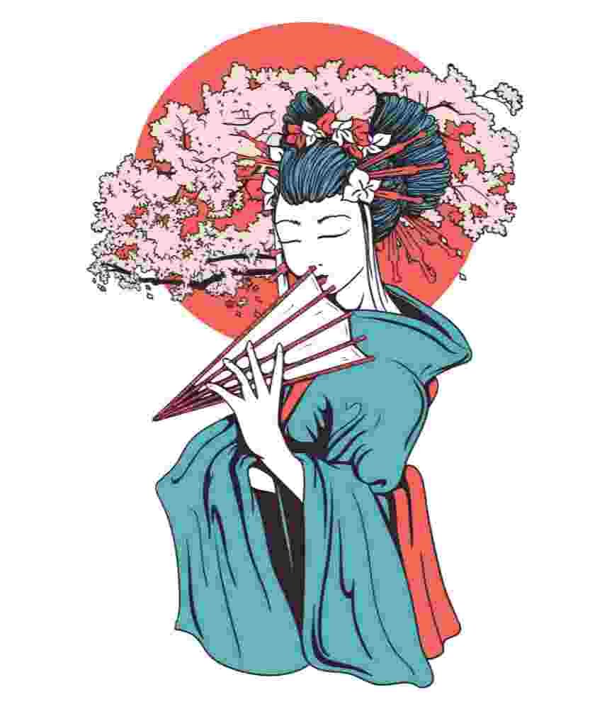 Free Download Cherry Tree Geisha Asian Design