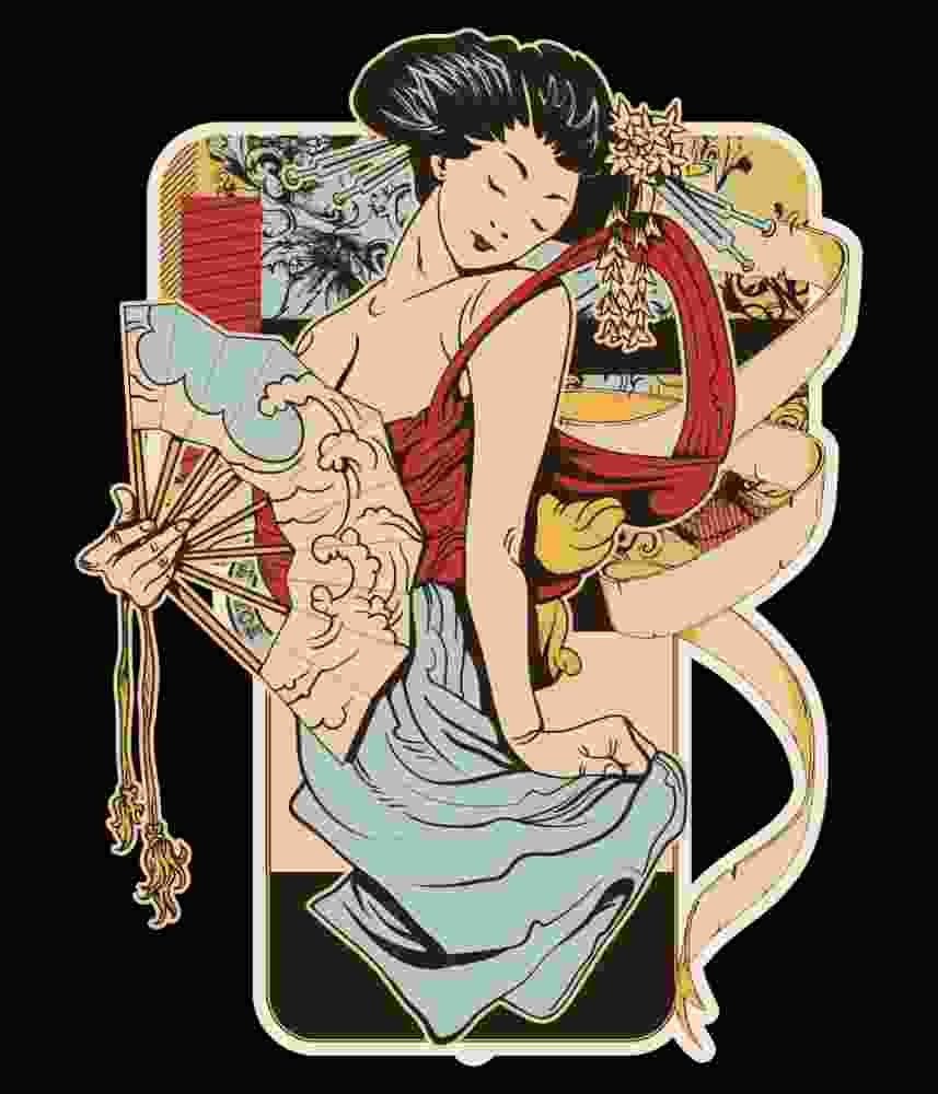 Free Download Old School Geisha Asian Design