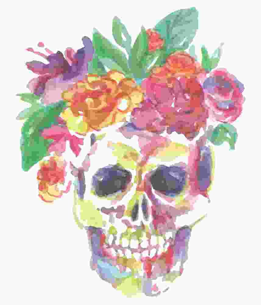 Free Download Colorful Watercolor Skull With Flower Crown