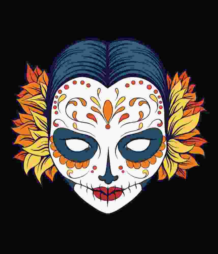 Free Download Day of The Dead Calavera Skull Woman With Flowers
