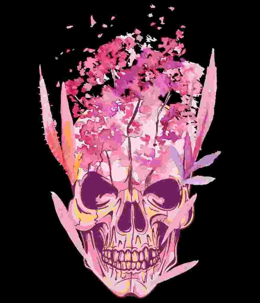 Free Download Watercolor Pink Skull