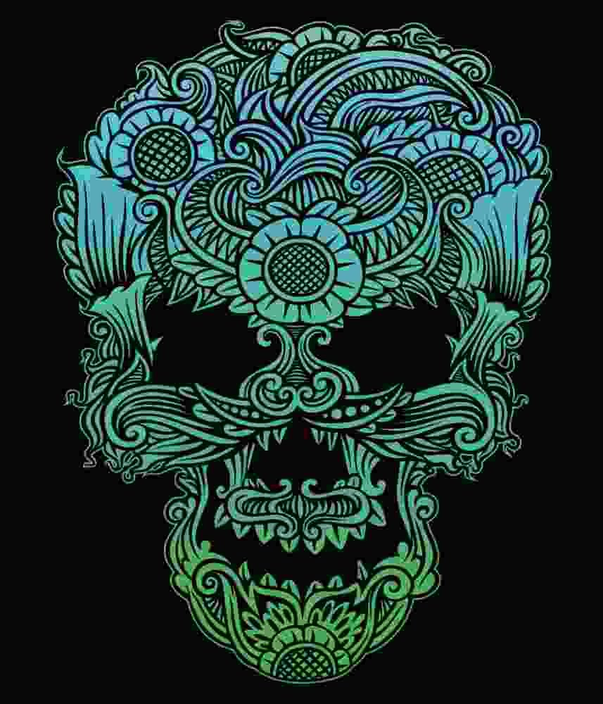 Free Download Green Skull Ornament, Tattoo