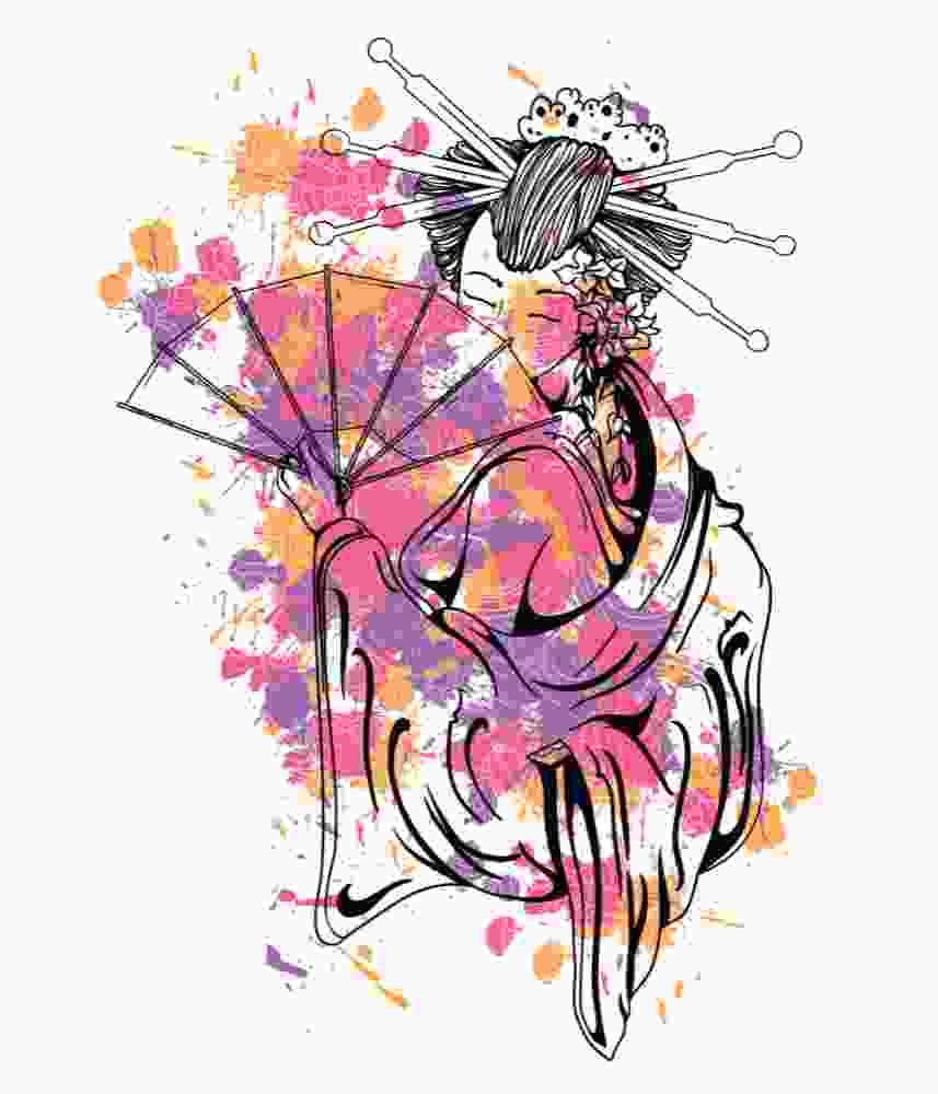 Free Download Color Splash Geisha Asian Design