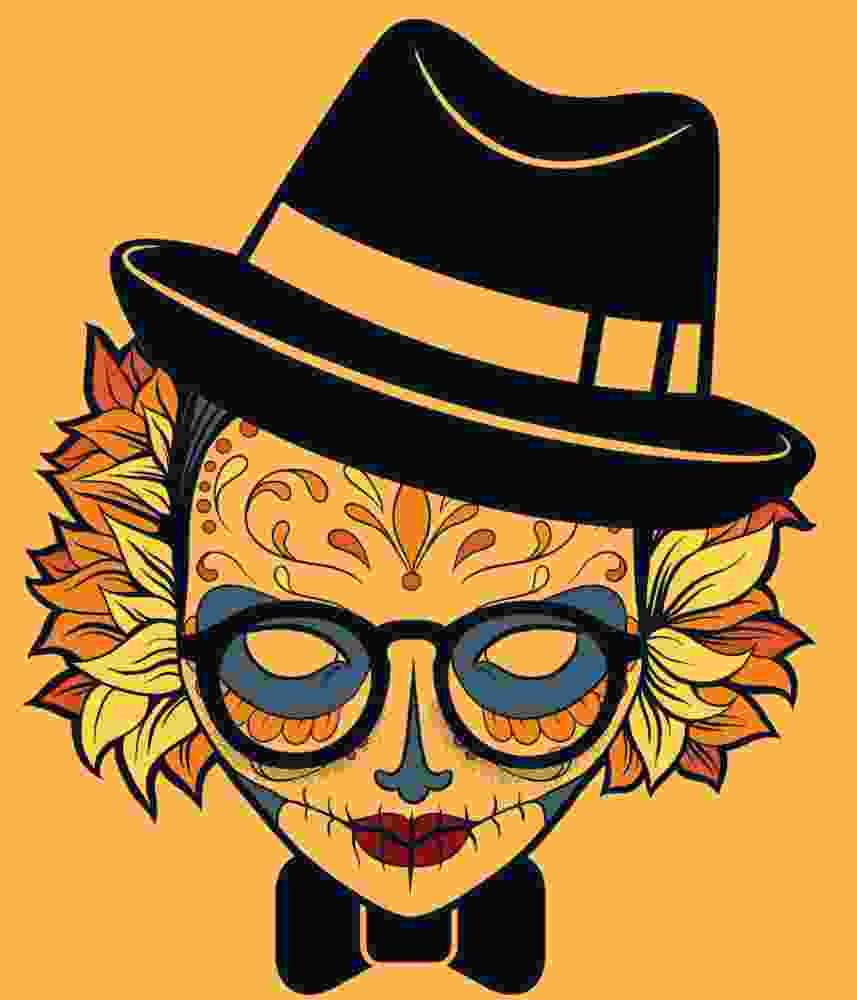 Free Download Woman Sugar Skull Calaveras With Hat