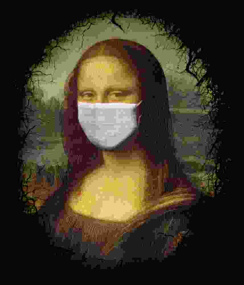 Free Download Funny Mona Lisa Face Mask design