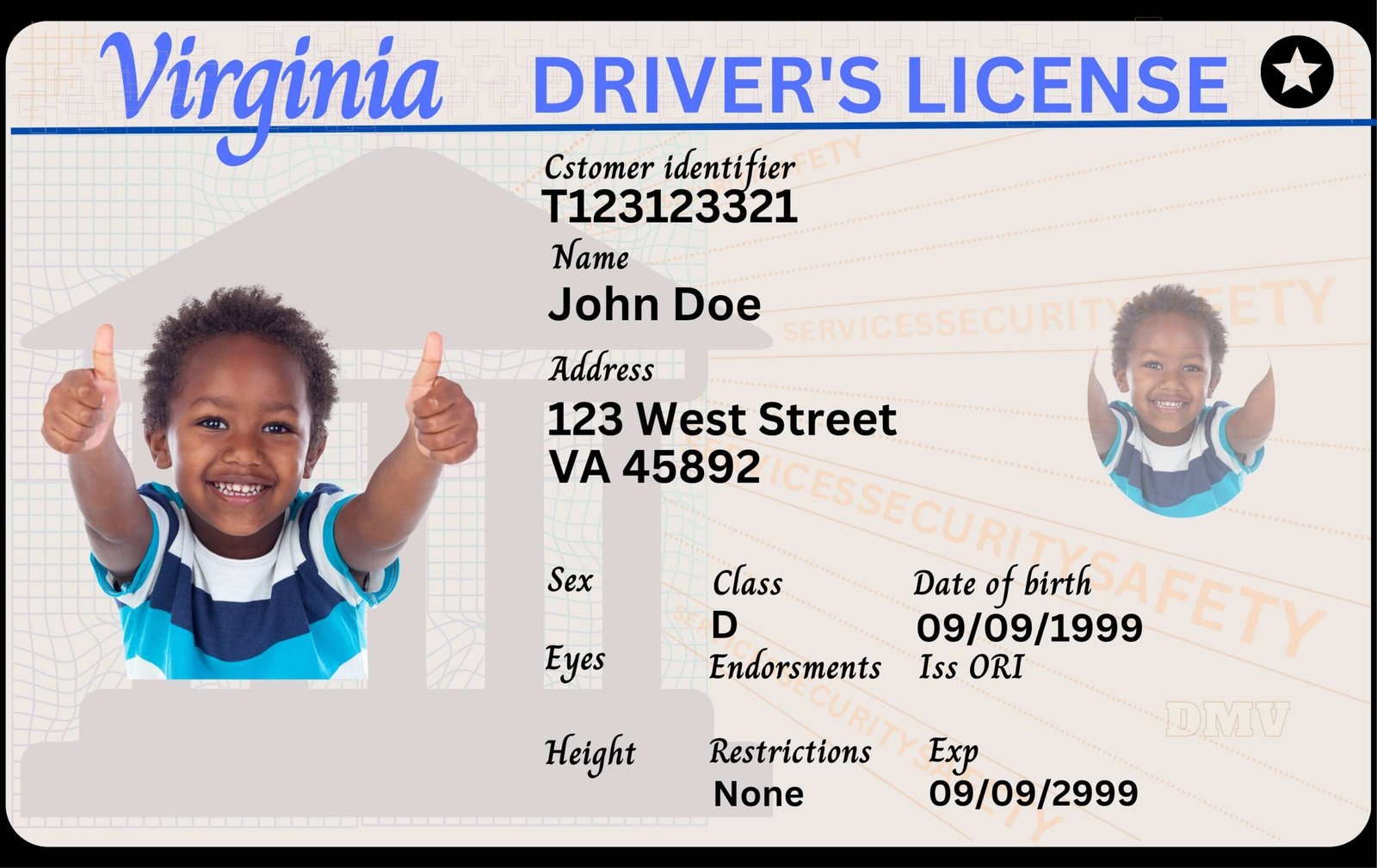 Free Download Virginia Driver License Funny Fully Editable Digital Printable Template Funny License Replica