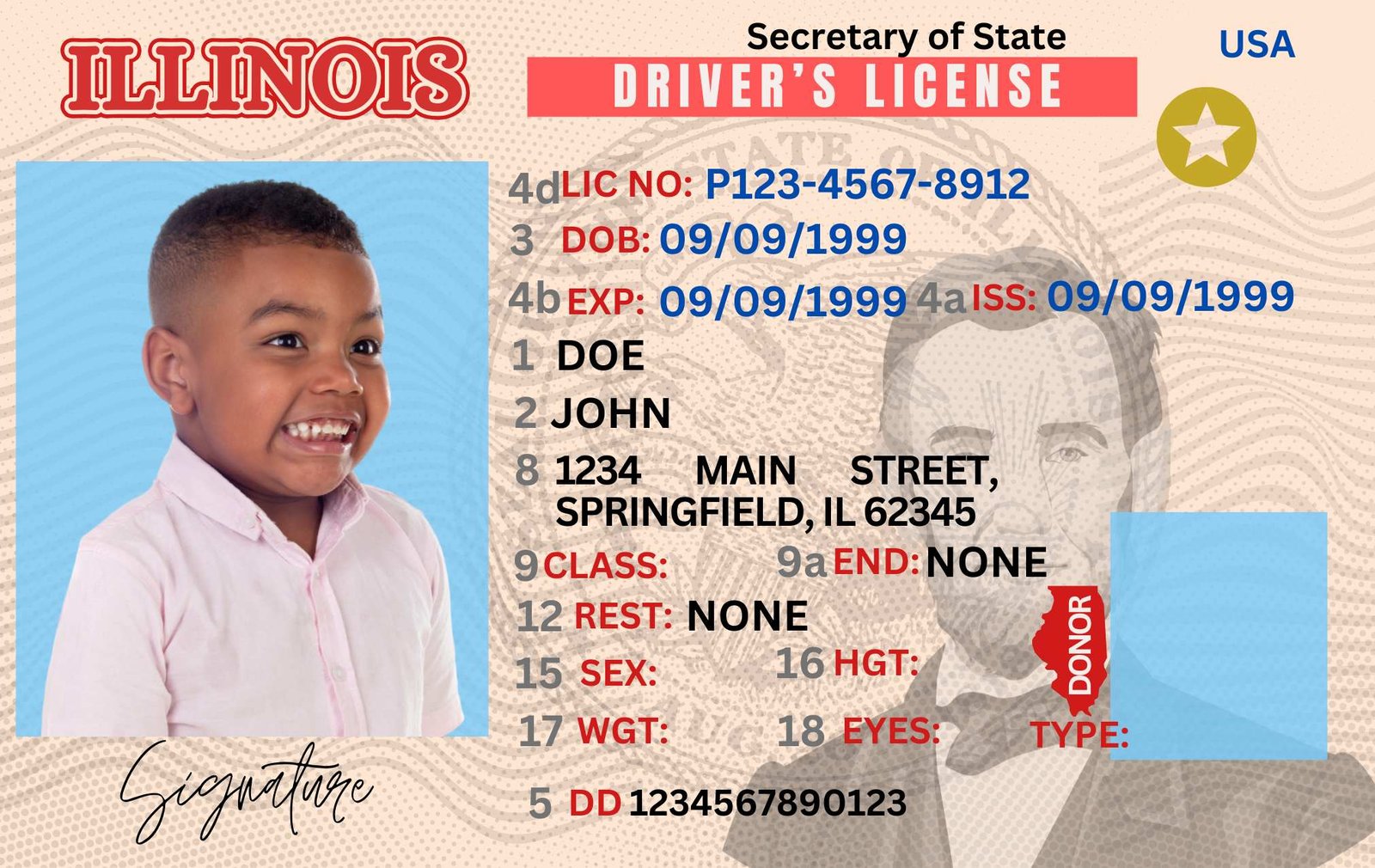 Free Download Illinois Driver License Fully Editable Digital Printable Illinois Funny Template Funny License Replica