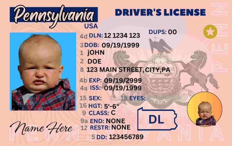Free Download Pennsylvania Driver License Funny Fully Editable Digital Printable Template Funny License Replica