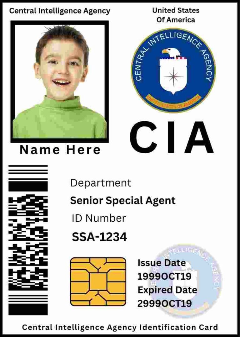 Free Download CIA Name Badge Funny Police ID Card CIA Name Tag Fully Editable Digital Printable Template
