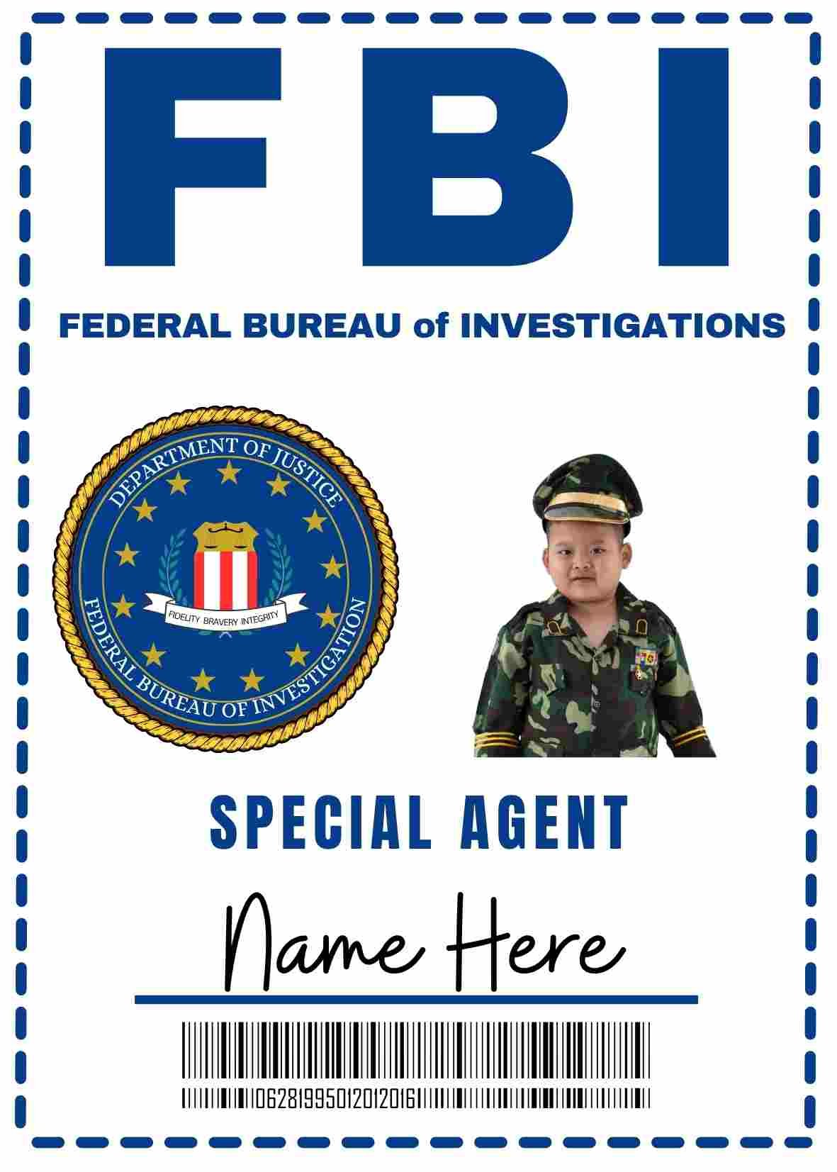 Free Download FBI Name Badge Fully Editable Funny FBI ID Card Template
