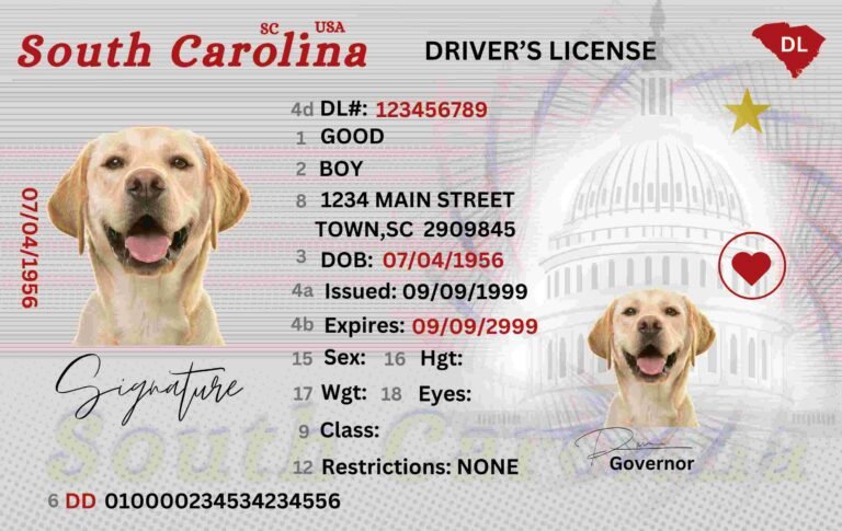 South Carolina Driver License Fully Canva Editable Digital Printable Replica Template Funny License Replica